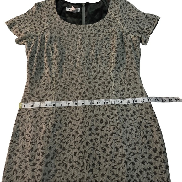 Alfani Green Abstract 100% Silk Short Sleeve Maxi 52”Dress Sz 12 Lined 1/2 Zip - Picture 11 of 15